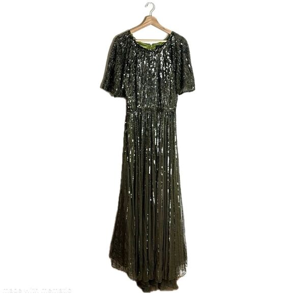 Mac Duggal Sequined High Round Neckline Stunning Dress embellished size 16 - Picture 3 of 14